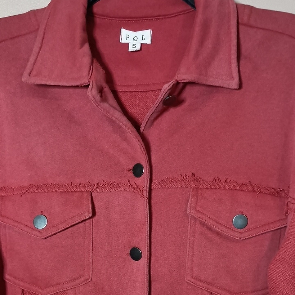 POL Oversized Distressed Button Front Jacket With… - image 2